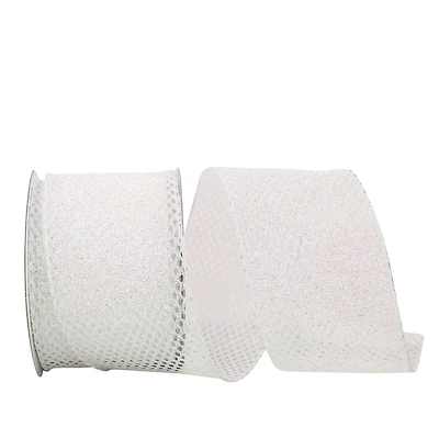 Reliant 2.5" x 10yd. Iridescent Glitter Wired Net Mesh Ribbon