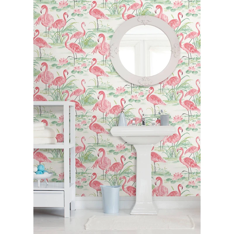 Wallpops Pink Flamingo Beach Peel & Stick Wallpaper