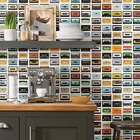 RoomMates Retro Cassettes Peel & Stick Wallpaper