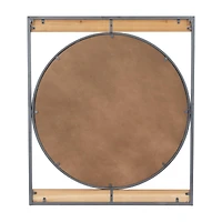Brown Iron Industrial Wall Mirror, 34" x 30" x 1"