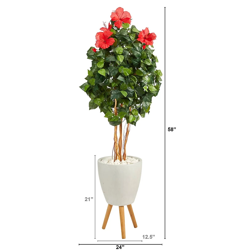 6ft. Hibiscus Tree in White Planter with Stand