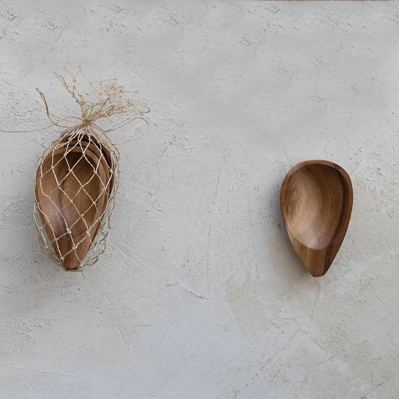 Hello Honey® 5" Almond Shaped Acacia Wood Trays, 4ct.