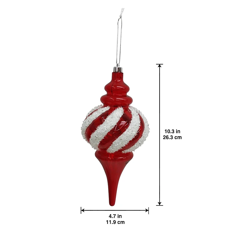 10.25" Red & White Tinsel Twist Jumbo Finial Ornament by Ashland®