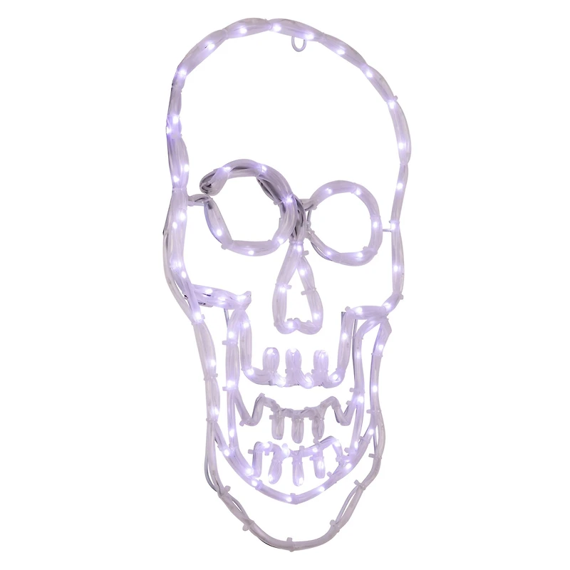 18" White Skull 4-Function LED Halloween Window Silhouette