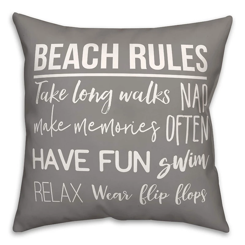 Beach Rules Throw Pillow