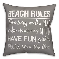 Beach Rules Throw Pillow