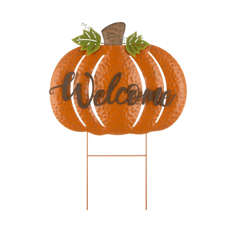 Glitzhome® Metal Welcome Pumpkin Yard Stake