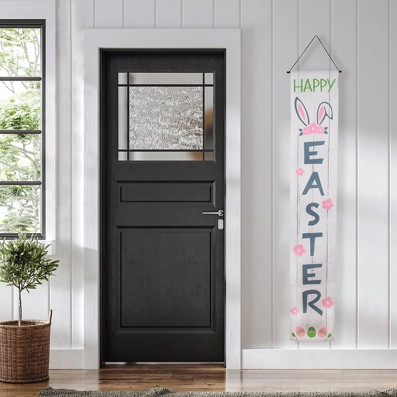White Welcome Happy Easter Hanging Door Banner Set