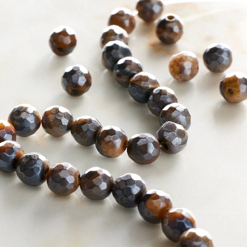 Yellow Tiger Eye Silverite Faceted Round Beads by Bead Landing™, 6mm