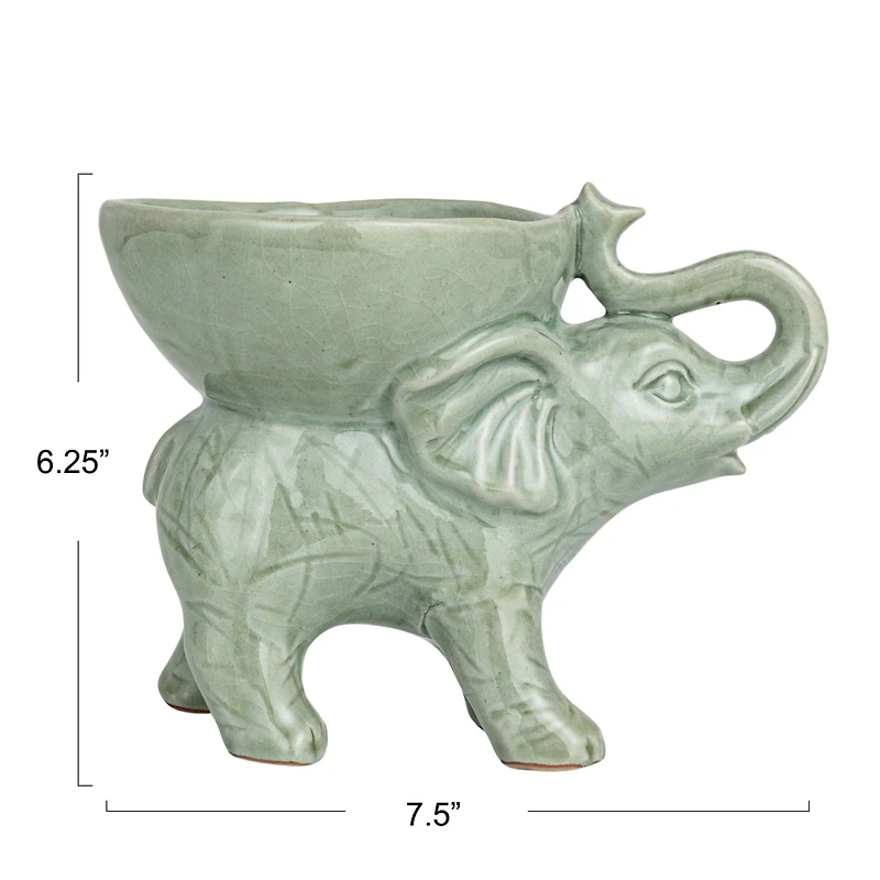 Hello Honey® Gray 7.5" Majestic Stoneware Elephant Bowl