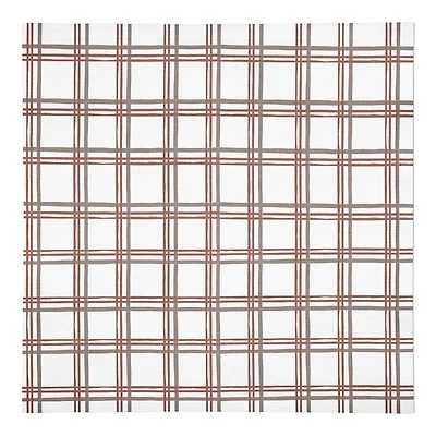 Holiday Plaid on White Cotton Twill Napkin