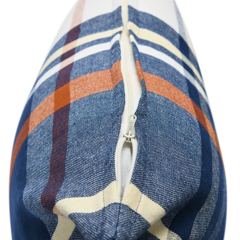 20'' Square Plaid Cotton Pillow Cover