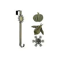 Haute Decor Antique Brass Adjustable Wreath Hanger with Nature Icons