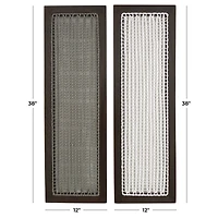 12" x 38" Dark Brown Mango Wood & Macrame Handmade Wall Décor Set