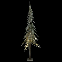 6ft. Pre-Lit Alpine Flocked Artificial Christmas Tree, Clear LED Lights