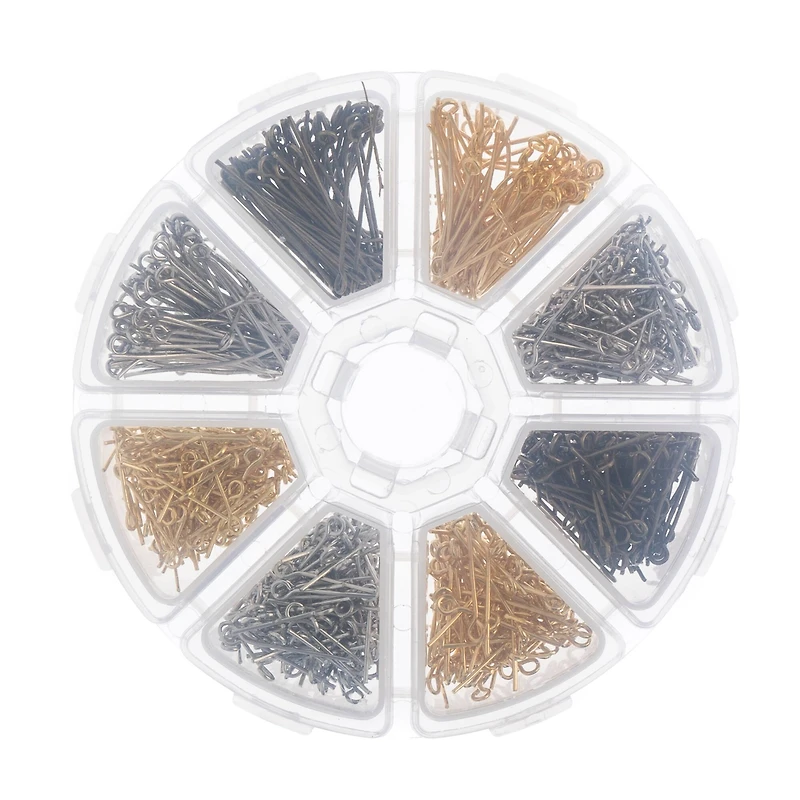 John Bead Eye Pins Assortment Round 8 Slot Jewelry Findings & Making Kit, 1000ct.