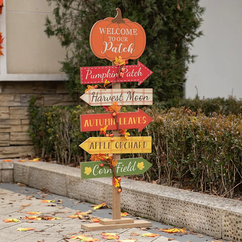 Glitzhome® 42.5" Fall Wooden Pumpkin Patch Porch Sign