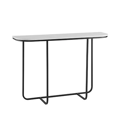 Walker Edison Faux White Marble/Black Modern Curved Entry Table