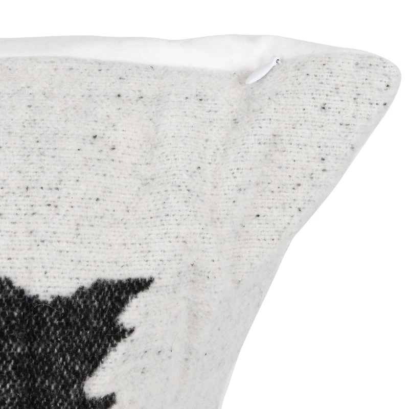 17" White and Black Forest Trees Worsted Christmas Square Throw Pillow