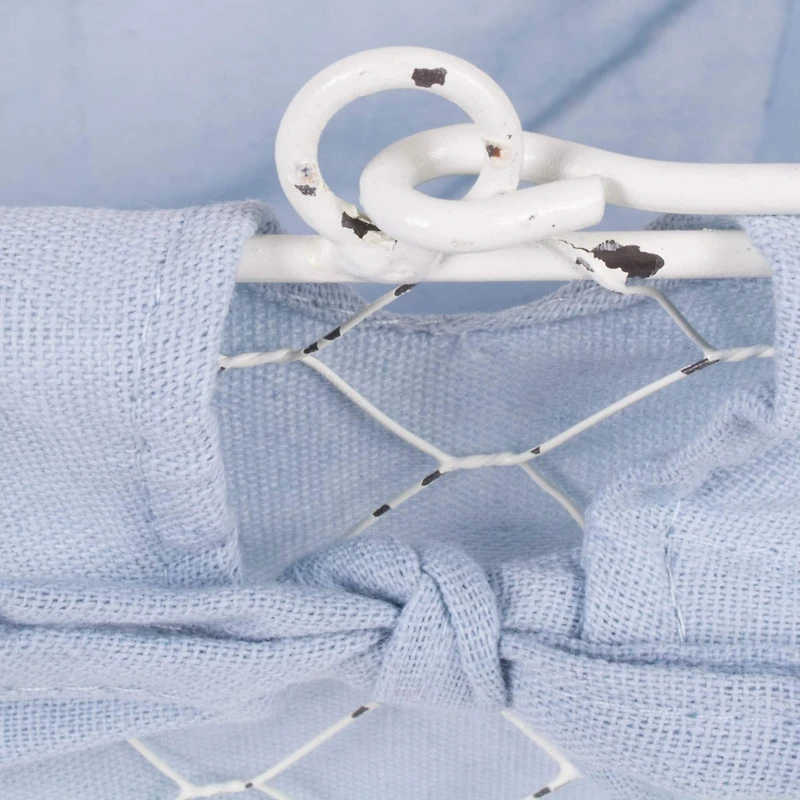 DII® Antique White Chicken Wire Egg Basket with Washed Denim Liner 