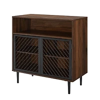 Walker Edison 32" Dark Walnut Modern Slanted Metal Door Accent Cabinet