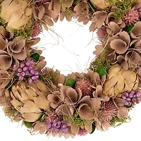 12" Purple & Beige Wooden Floral & Preserved Artichoke Wreath