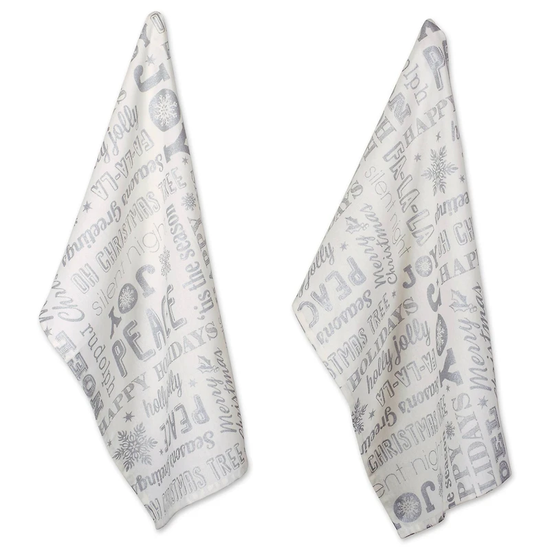 DII® Silver Christmas Collage Dishtowel Set