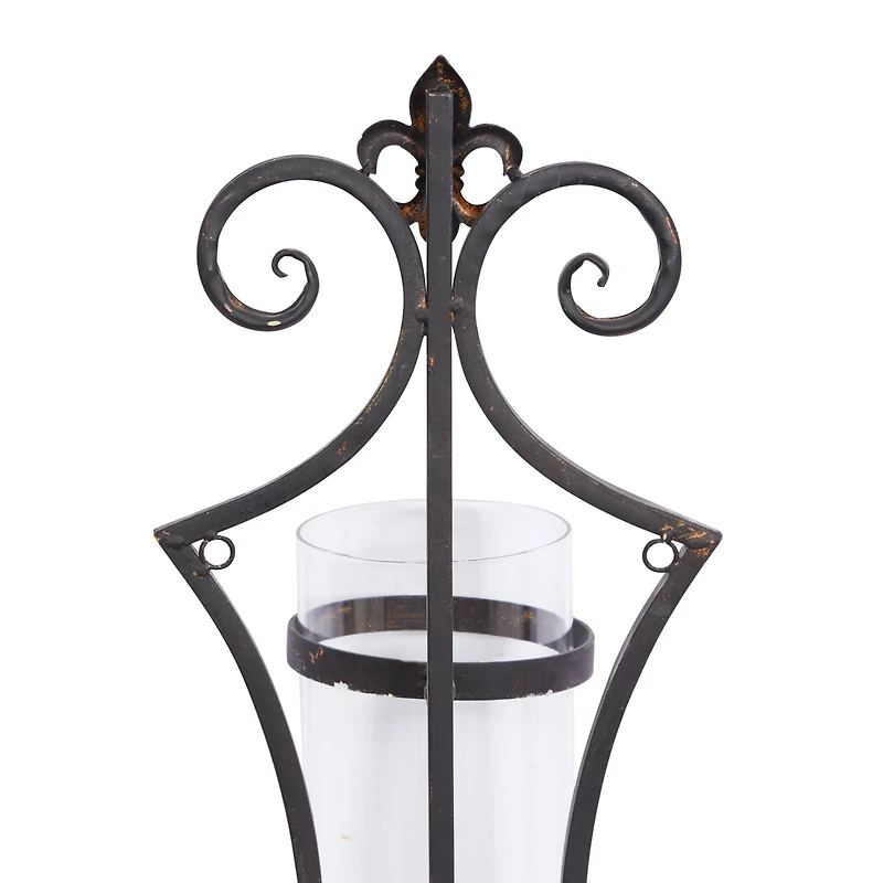 31" Black Iron Traditional Candle Wall Sconce