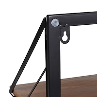 Honey Can Do Small Walnut Mid Century Modern Wall Mounted Shelf