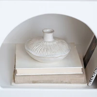 Hello Honey® 7" Long Cream Stoneware Vase