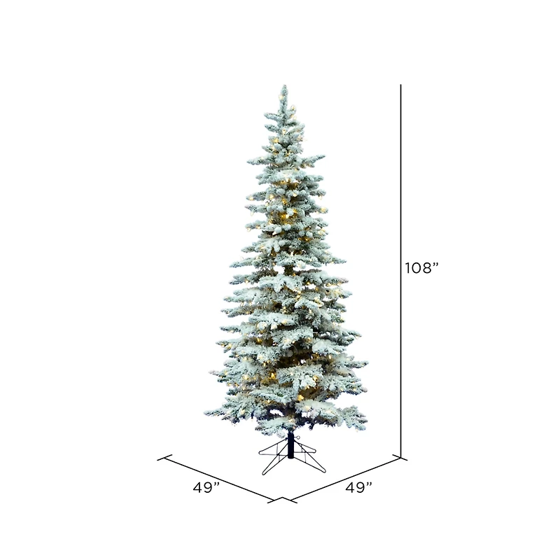 9ft. Pre-Lit Flocked Utica Fir Artificial Christmas Tree, Pure White LED Lights