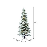 9ft. Pre-Lit Flocked Utica Fir Artificial Christmas Tree, Pure White LED Lights