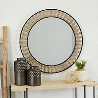 Black Metal Bohemian Wall Mirror, 31" x 2" x 31"