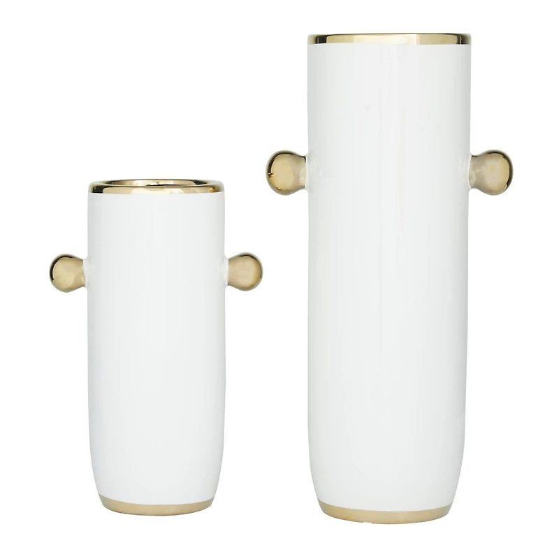 The Novogratz Set of 2" White Stoneware Modern Vase 16", 11"