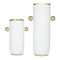 The Novogratz Set of 2" White Stoneware Modern Vase 16", 11"