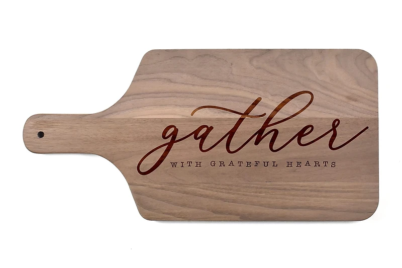 Grateful Hearts 17" x 8" Walnut Paddle Cutting Board
