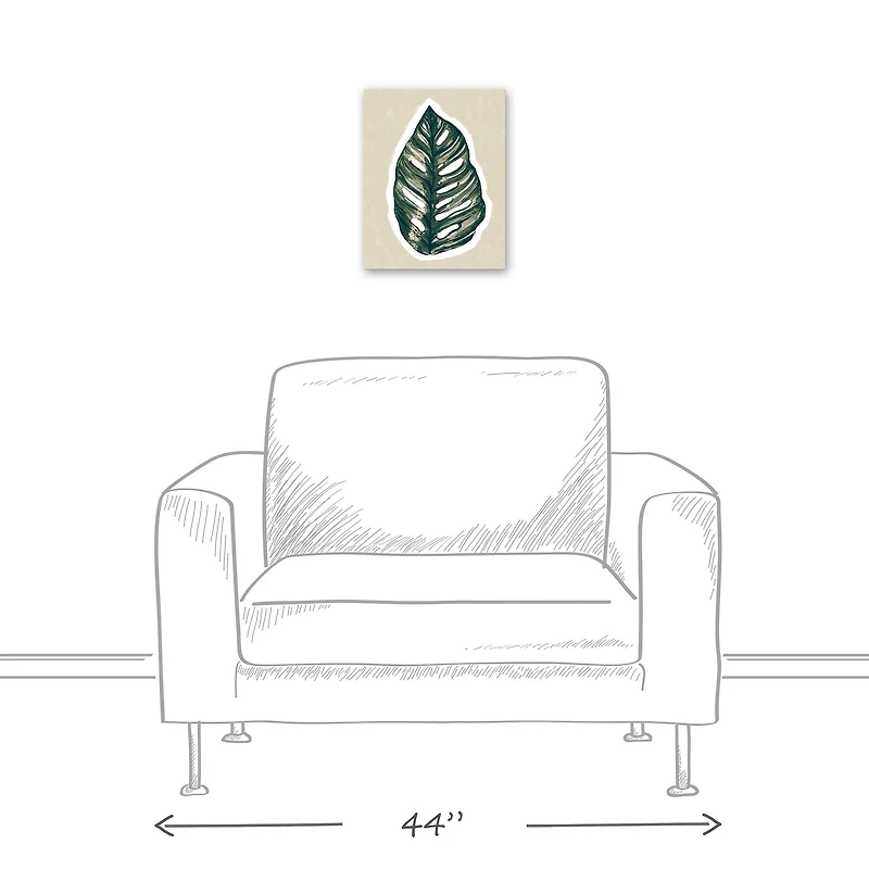 Navy Tropical Leaf 11" x 14" Canvas Wall Art