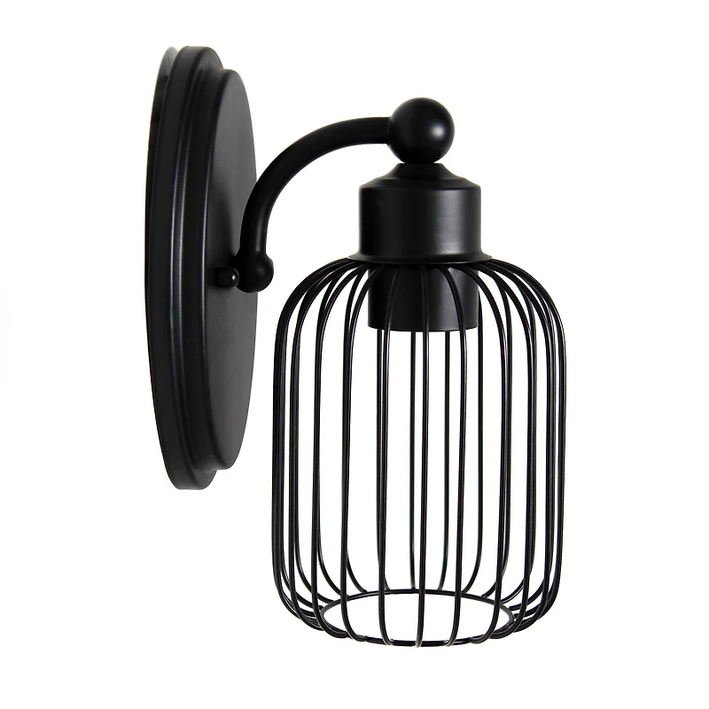 Lalia Home Ironhouse 10.5" Black Cage Wall Sconce