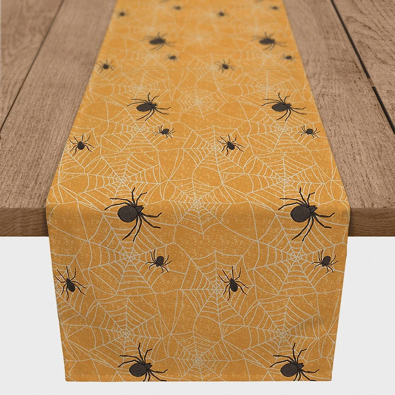 Orange Spider Web Pattern Table Runner
