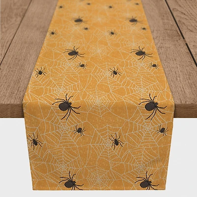 Orange Spider Web Pattern Table Runner