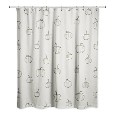 Gray Mini Pumpkin Shower Curtain