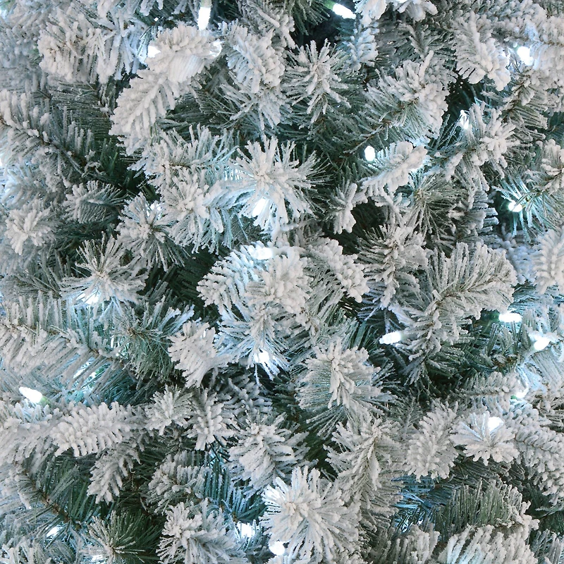 7.5ft. Pre-Lit Snowy Comet Slim Blue Artificial Christmas Tree, Cool White LED Lights