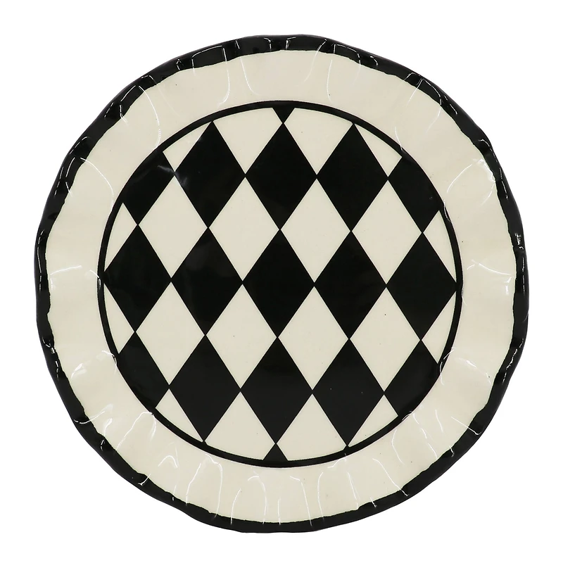 5.5" Black & White Diamond Print Cake Stand by Ashland®