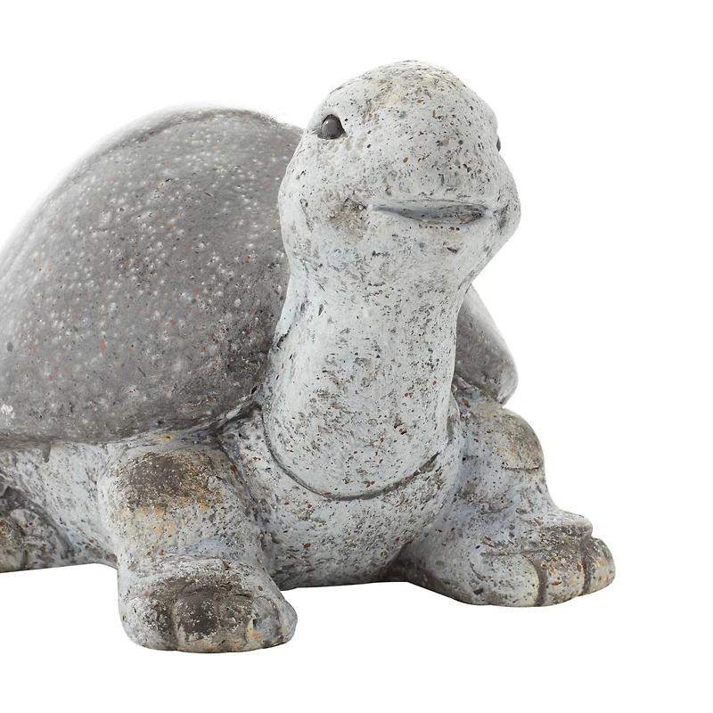 13" White Polystone Turtle Garden Sculpture