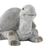13" White Polystone Turtle Garden Sculpture