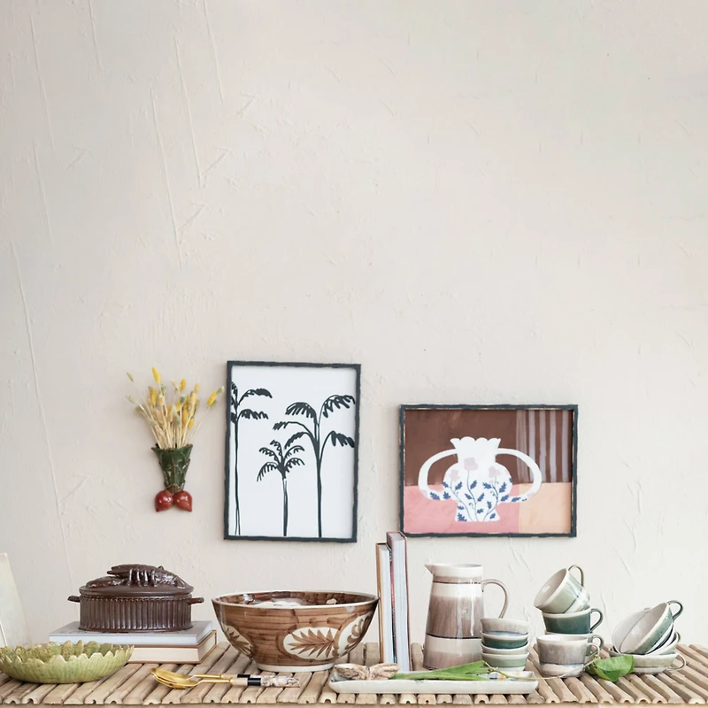 Hello Honey® 14" Brown & White Hand-Painted Stoneware Bowls, 2ct.