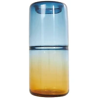 13" Blue & Yellow Ombre Glass Vase