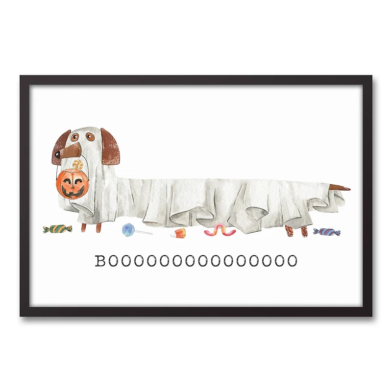 Boooo Doggie Black Framed Canvas Wall Art