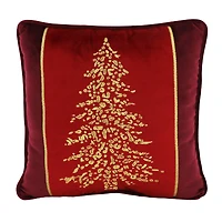 16" x 16" Burgundy & Gold Christmas Tree Throw Pillow by Ashland®