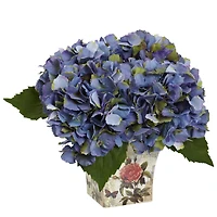 9" Blue Hydrangea In Floral Planter